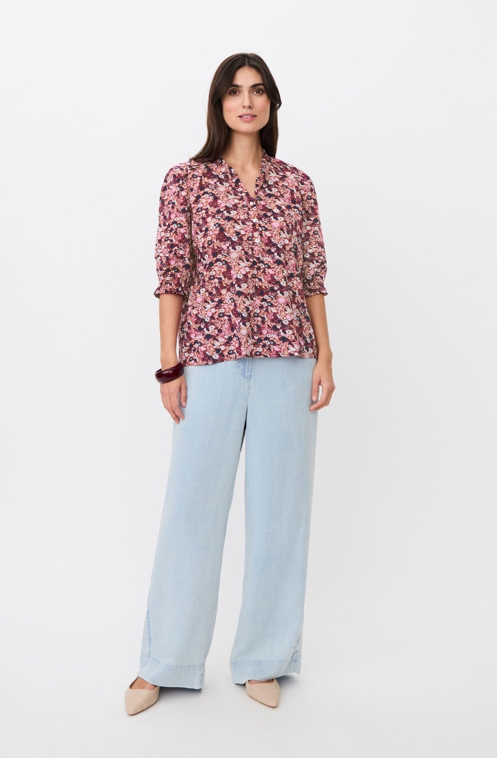 Brenitha Beet Red Foral Blouse