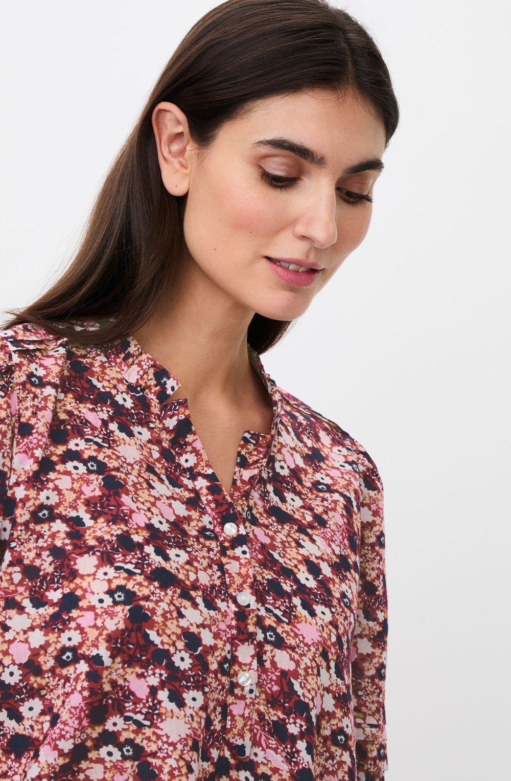 Brenitha Beet Red Foral Blouse