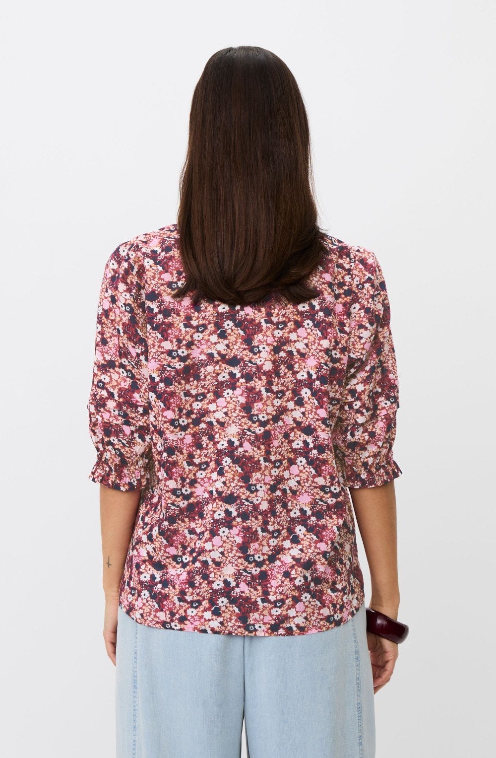 Brenitha Beet Red Foral Blouse