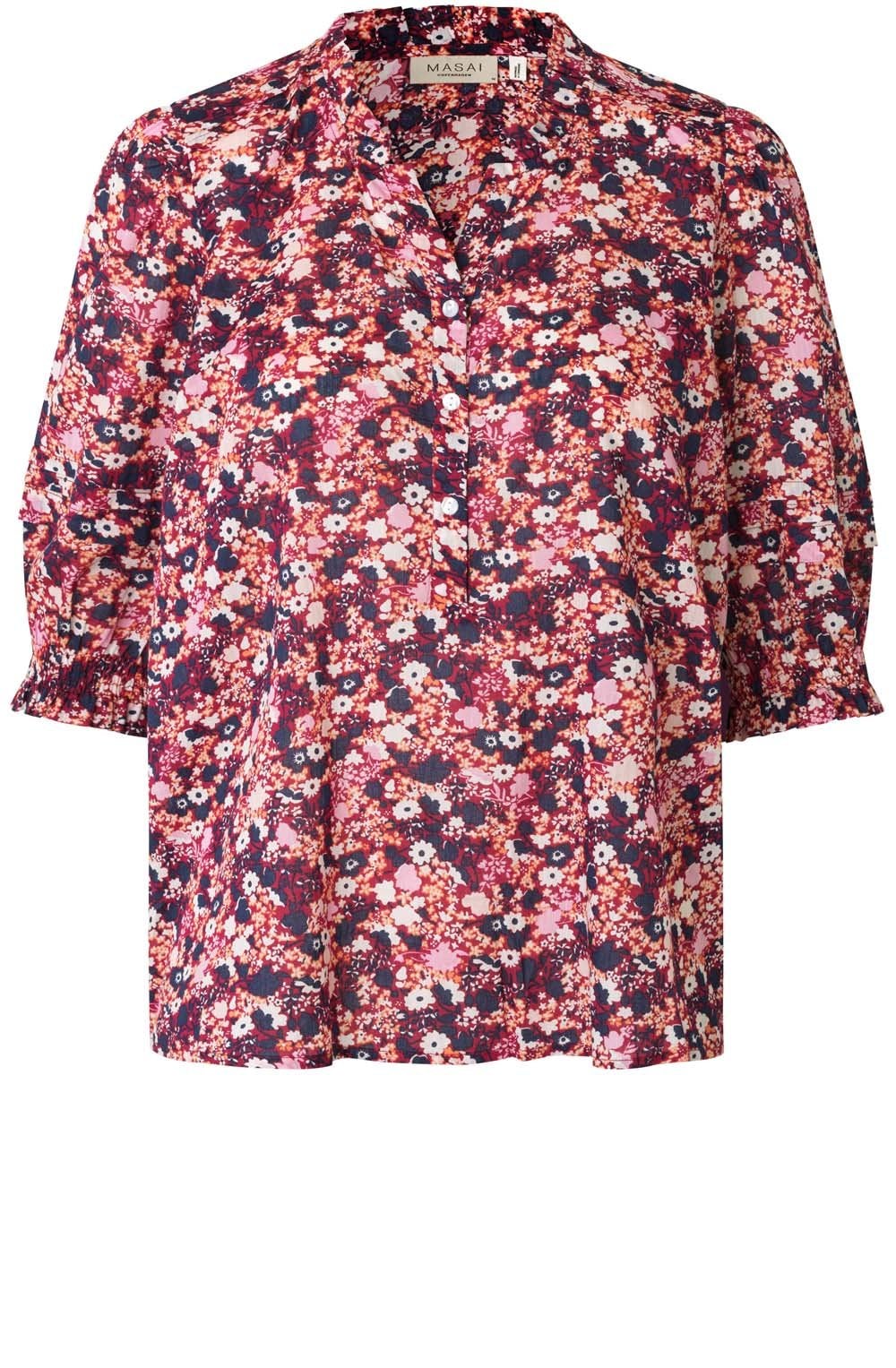 Brenitha Beet Red Foral Blouse