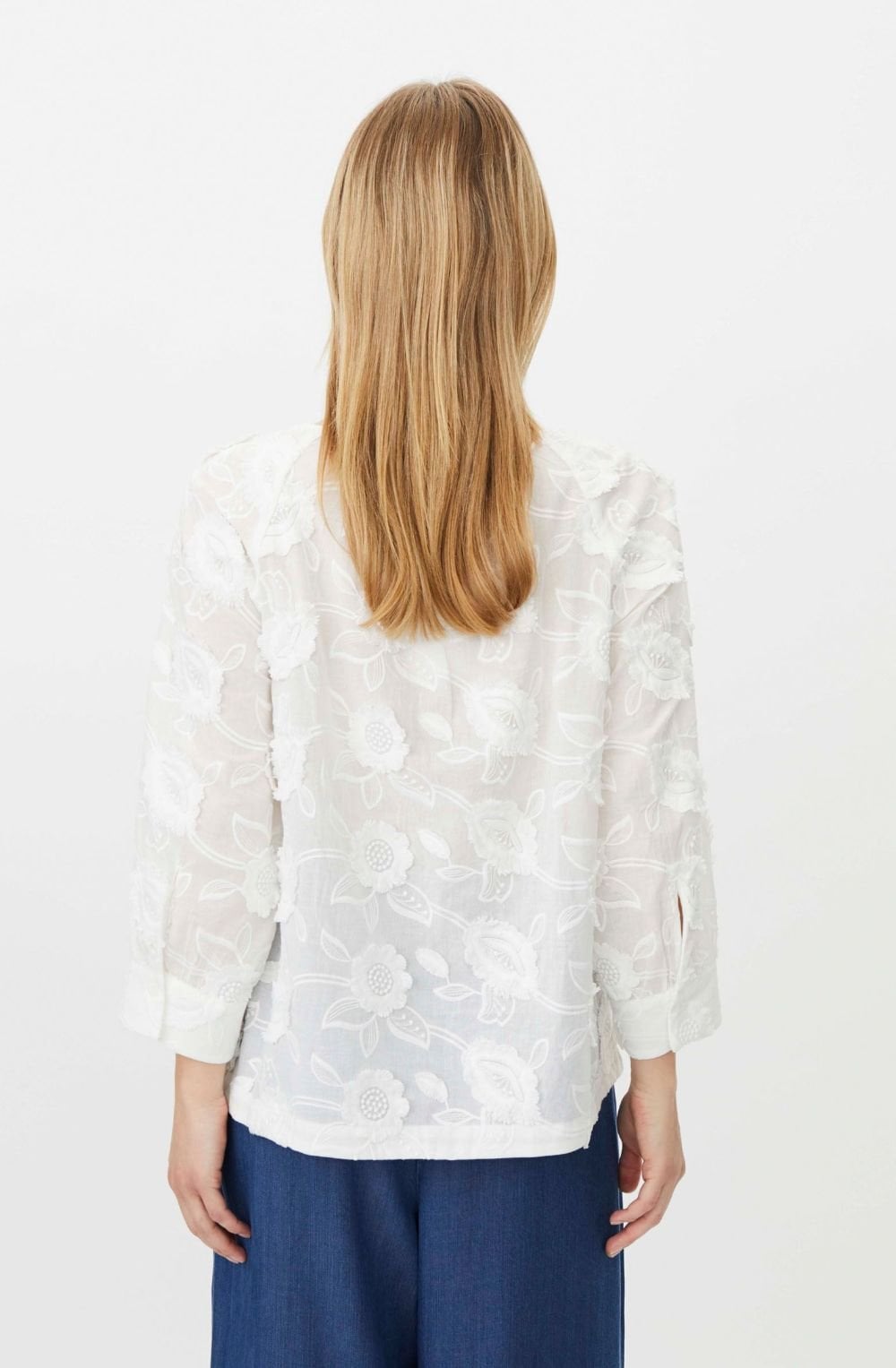 Brenya White Embroidered and Appliqué Floral Blouse