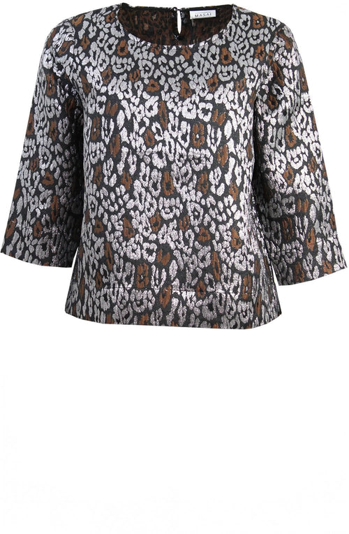 Brisa Monks Robe Sparkle Leopard Print Top