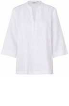 Bronai White Linen Pleated Blouse