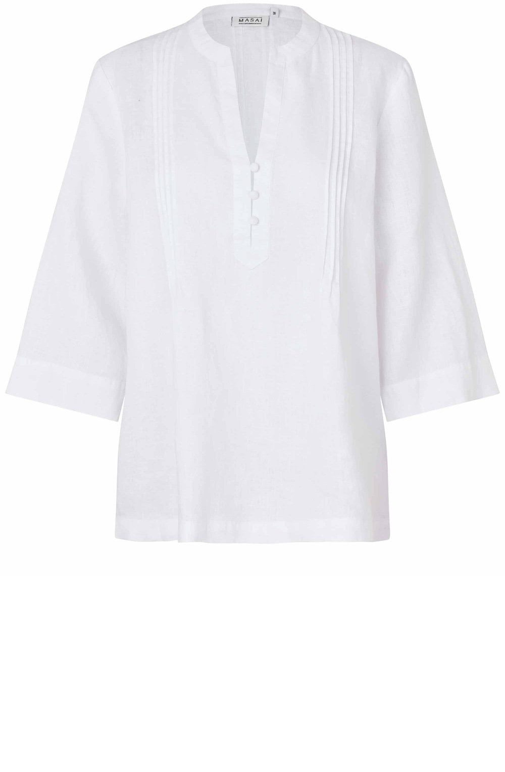 Bronai White Linen Pleated Blouse