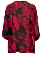 Bulma Red Floral Chiffon Top