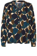 Chipmunk Leaf Print Dolma Cuffed Blouse