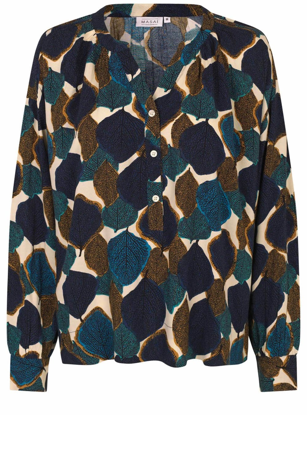 Chipmunk Leaf Print Dolma Cuffed Blouse