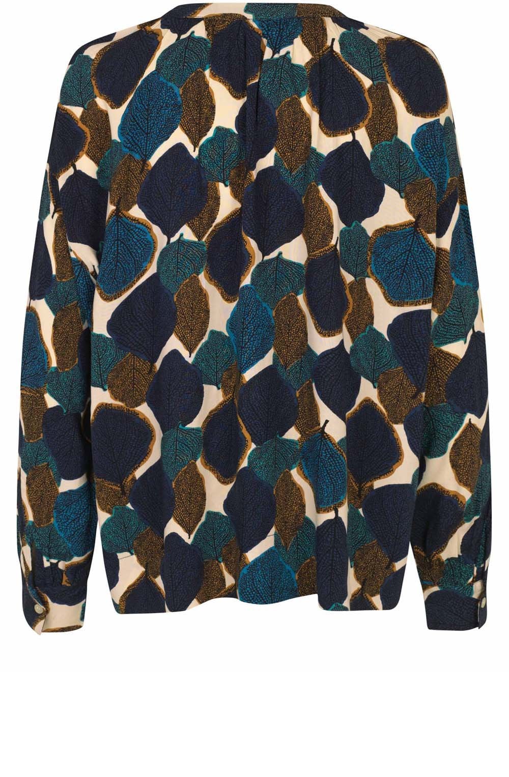 Chipmunk Leaf Print Dolma Cuffed Blouse