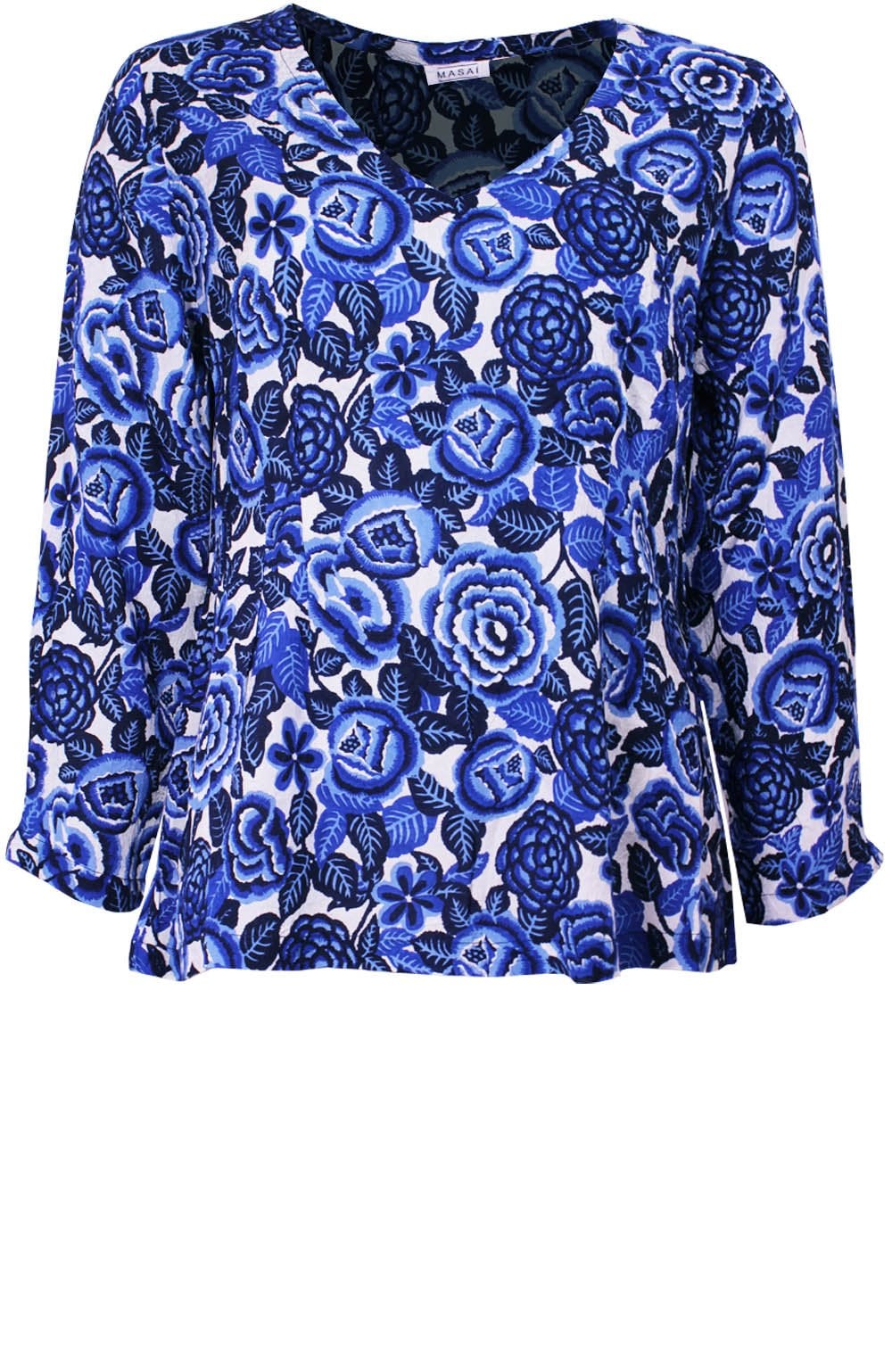 Dafna Greek Blue Floral Top