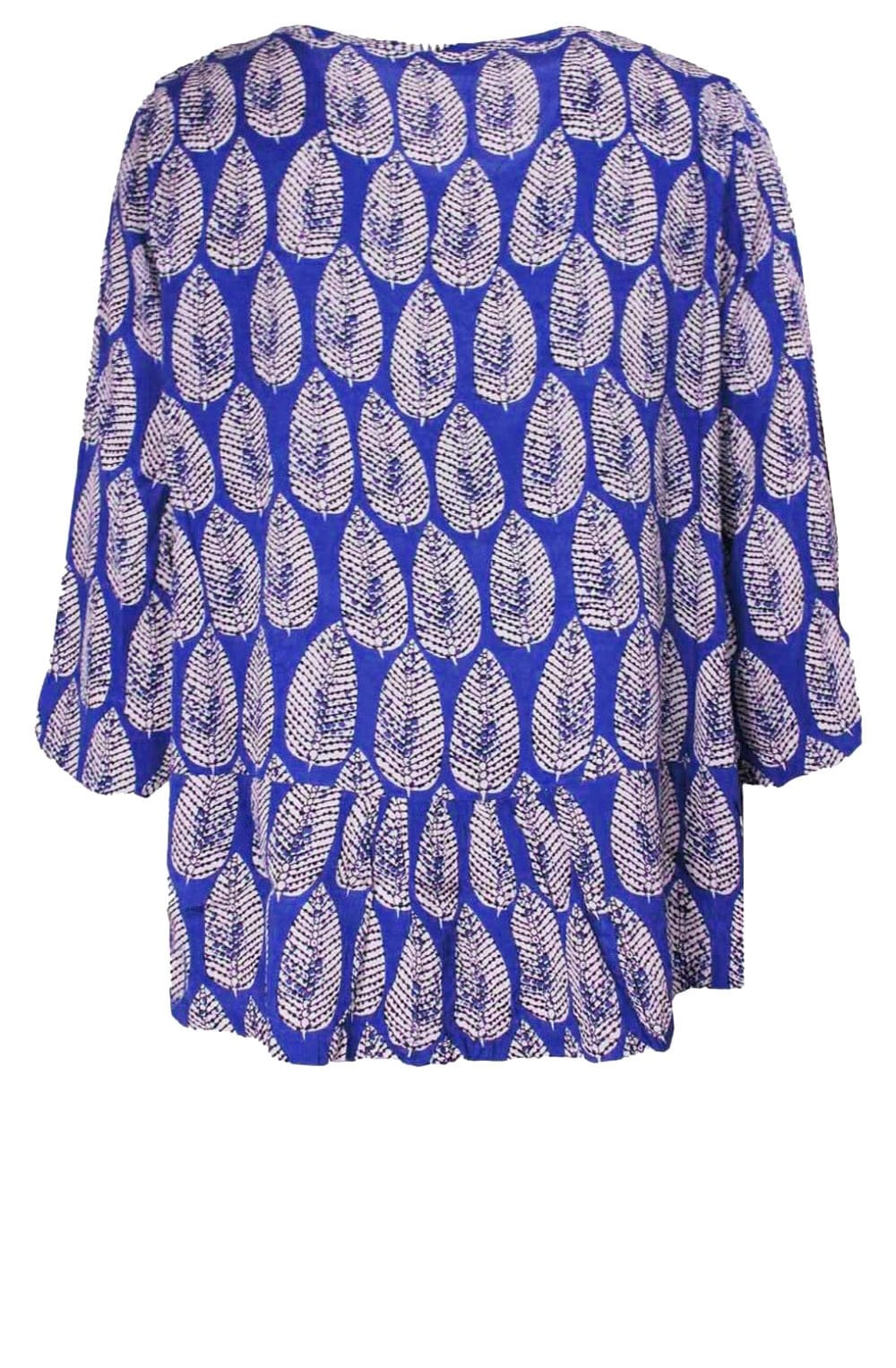 Damiti Greek Blue Leaf Print Top