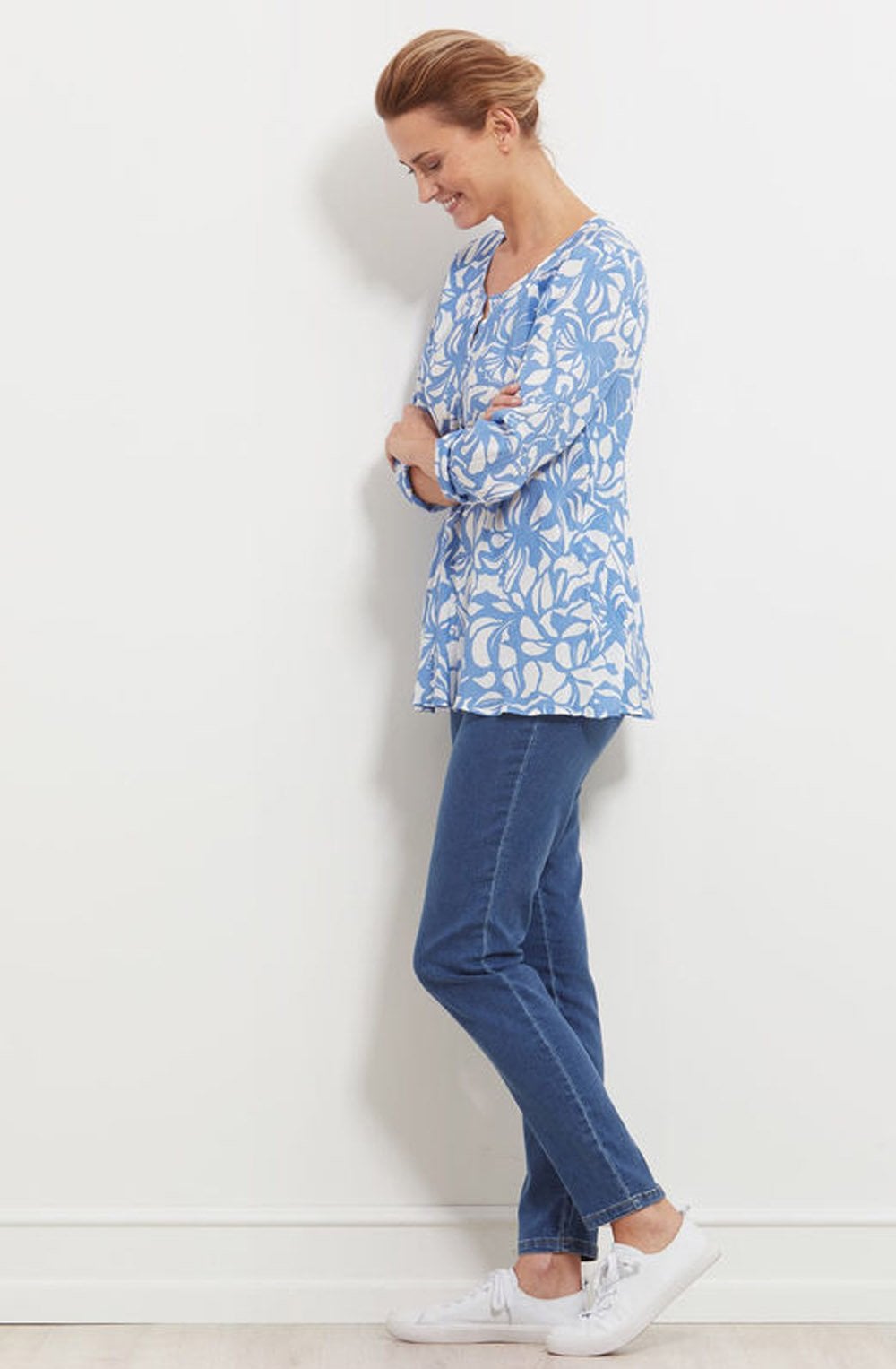 Danica Porcelain Blue Patterned Top