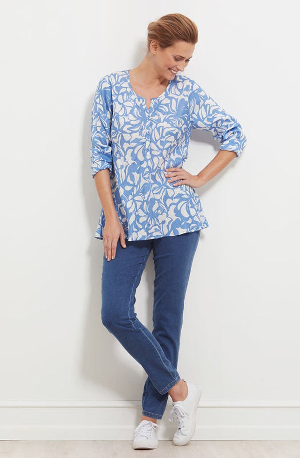 Danica Porcelain Blue Patterned Top