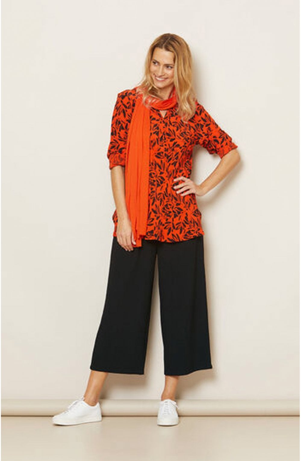 Danica Pumpkin Leaf Print Top