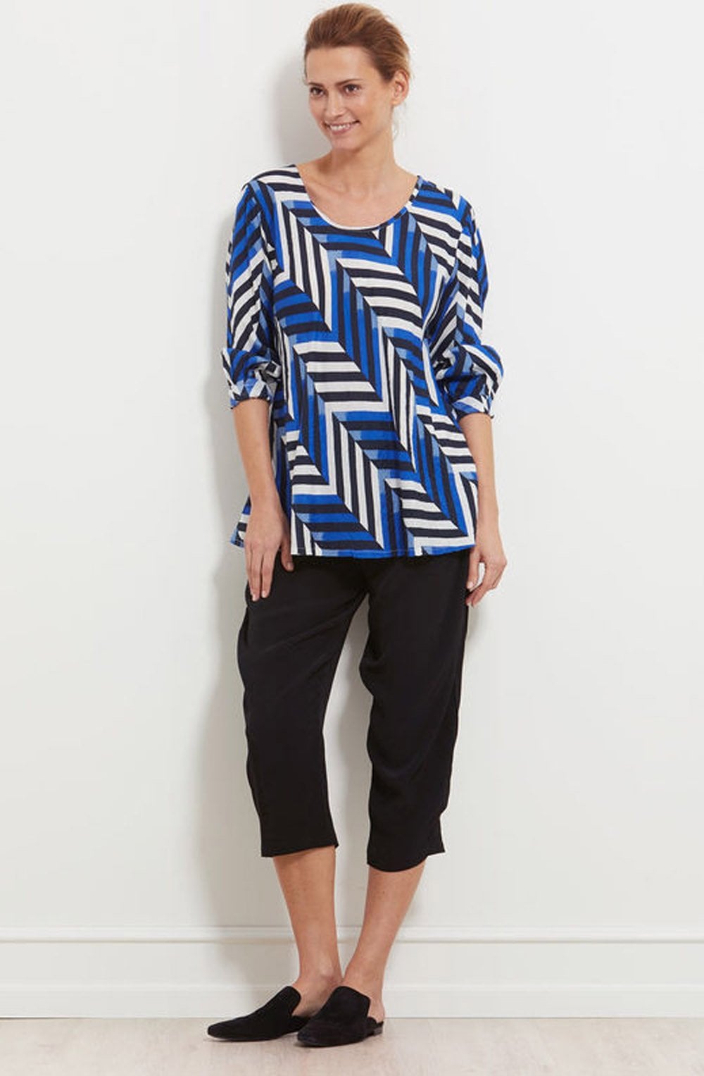 Daniela Greek Blue Stripe Design Top