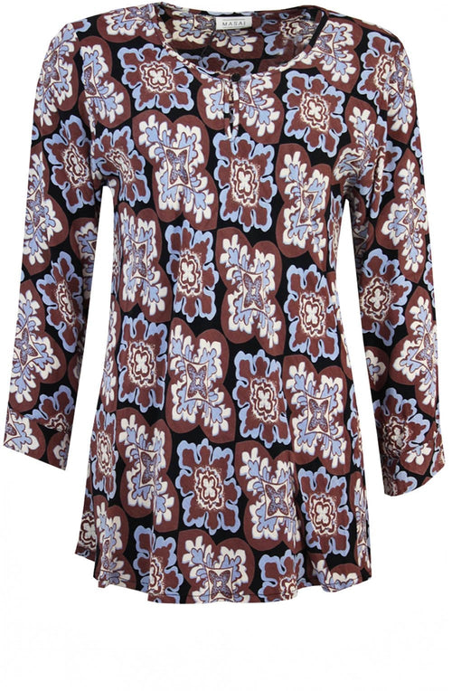 Danita Chestnut Medallion Patterned Top