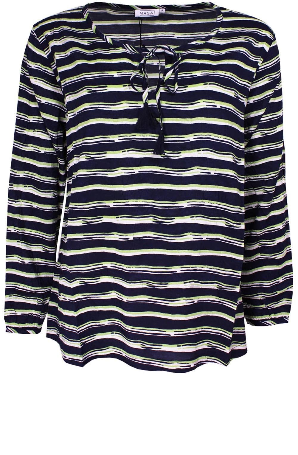 Danuta Lime & Navy Striped Top