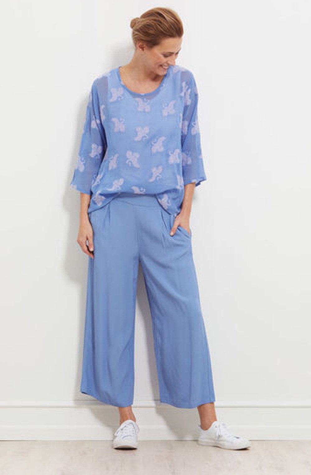 Darby Porcelain Crane Print Top