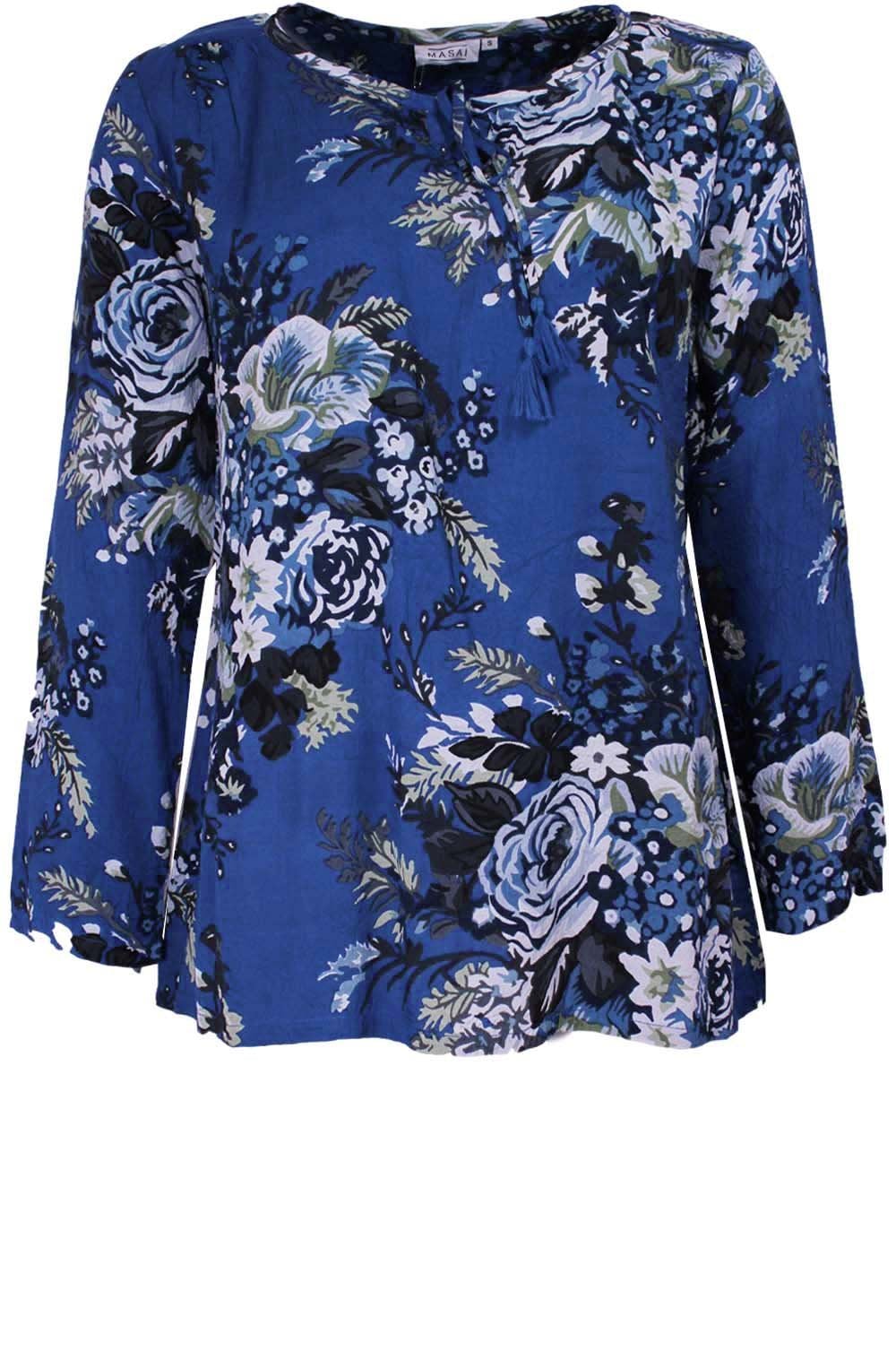 Daria Greek Blue Floral Top