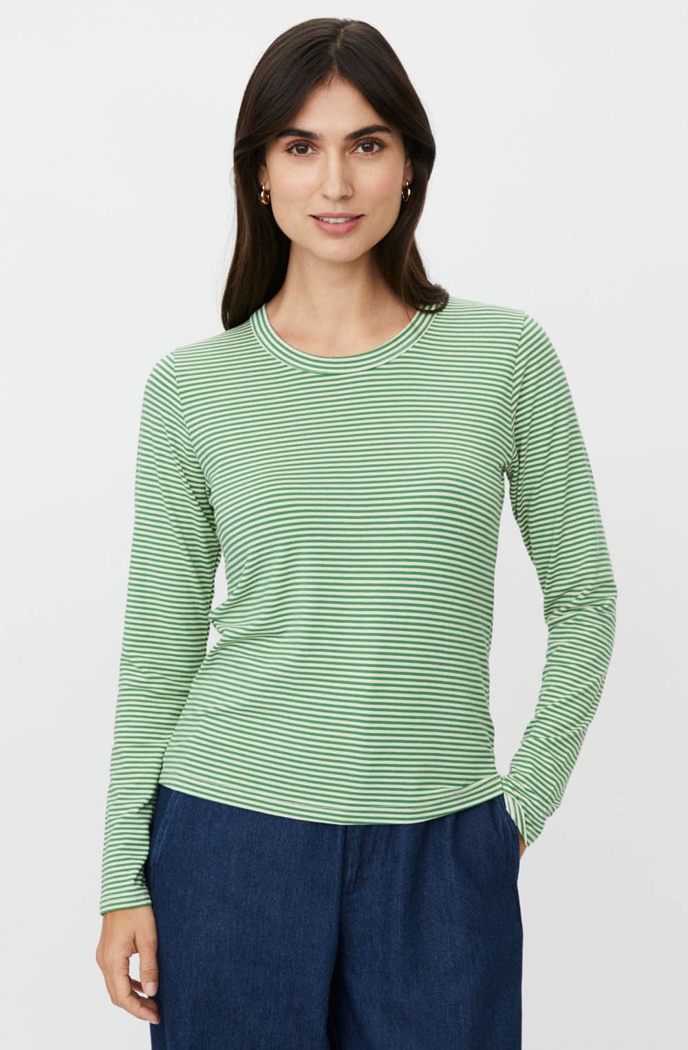 Daritha Green Striped Top
