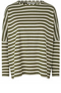 Dark Lichen Green Striped Jersey Barr Top