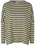 Dark Lichen Green Striped Jersey Barr Top