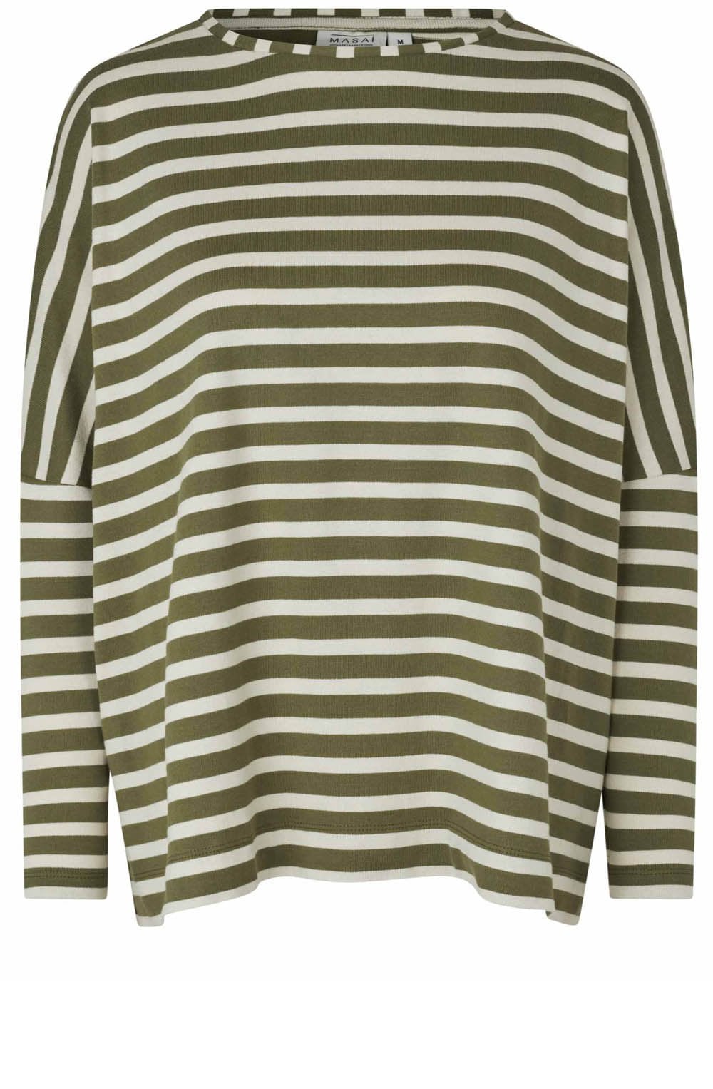 Dark Lichen Green Striped Jersey Barr Top