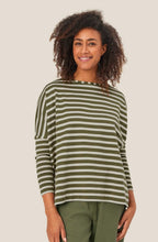 Dark Lichen Green Striped Jersey Barr Top
