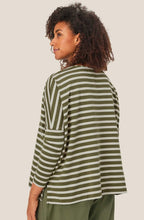 Dark Lichen Green Striped Jersey Barr Top