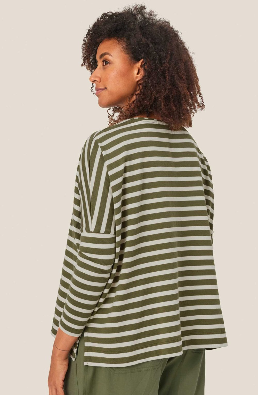 Dark Lichen Green Striped Jersey Barr Top