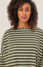 Dark Lichen Green Striped Jersey Barr Top