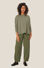 Dark Lichen Green Striped Jersey Barr Top