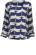 Daryna Blue Dragonfly Print Top