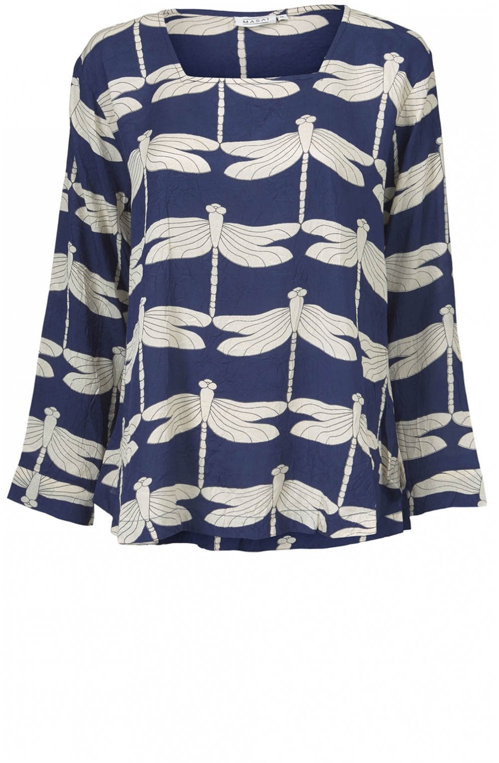Daryna Blue Dragonfly Print Top