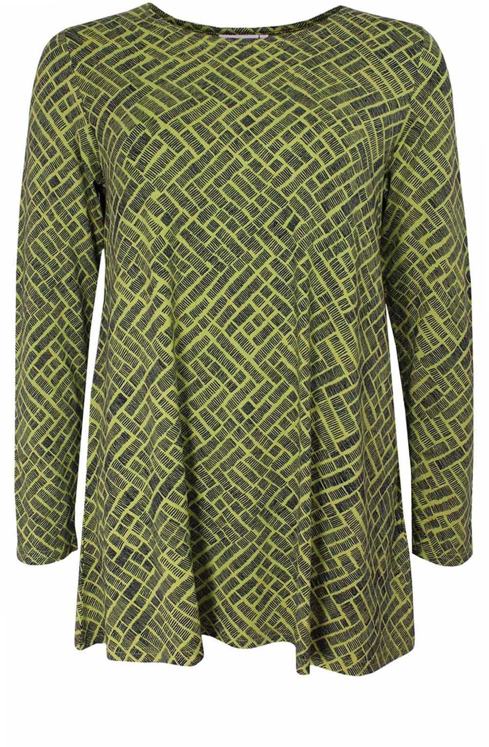 Delfa Lime Patterned Jersey Top