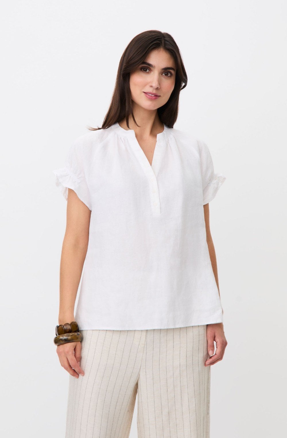Delithra White Frill Sleeved Top