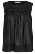Dina Black Sleeveless Ruffle Top