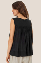 Dina Black Sleeveless Ruffle Top