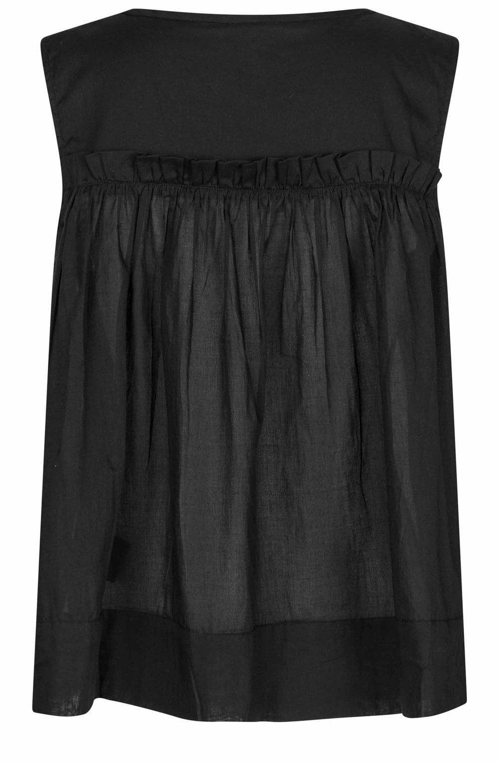 Dina Black Sleeveless Ruffle Top