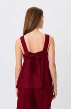 Disa Beet Red Linen Tie Back Top