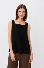 Disa Black Linen Tie Back Top
