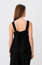 Disa Black Linen Tie Back Top