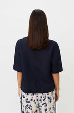 Dolorea Front Pocket Black Linen Blouse