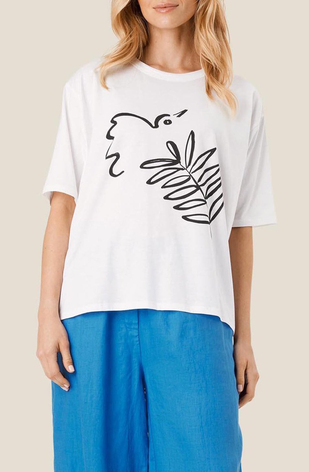 Doreann White Jersey Relaxed T Shirt
