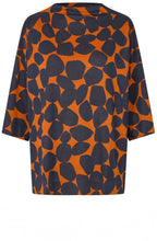 Dovira Autumnal and Navy Pebble Pattern Top