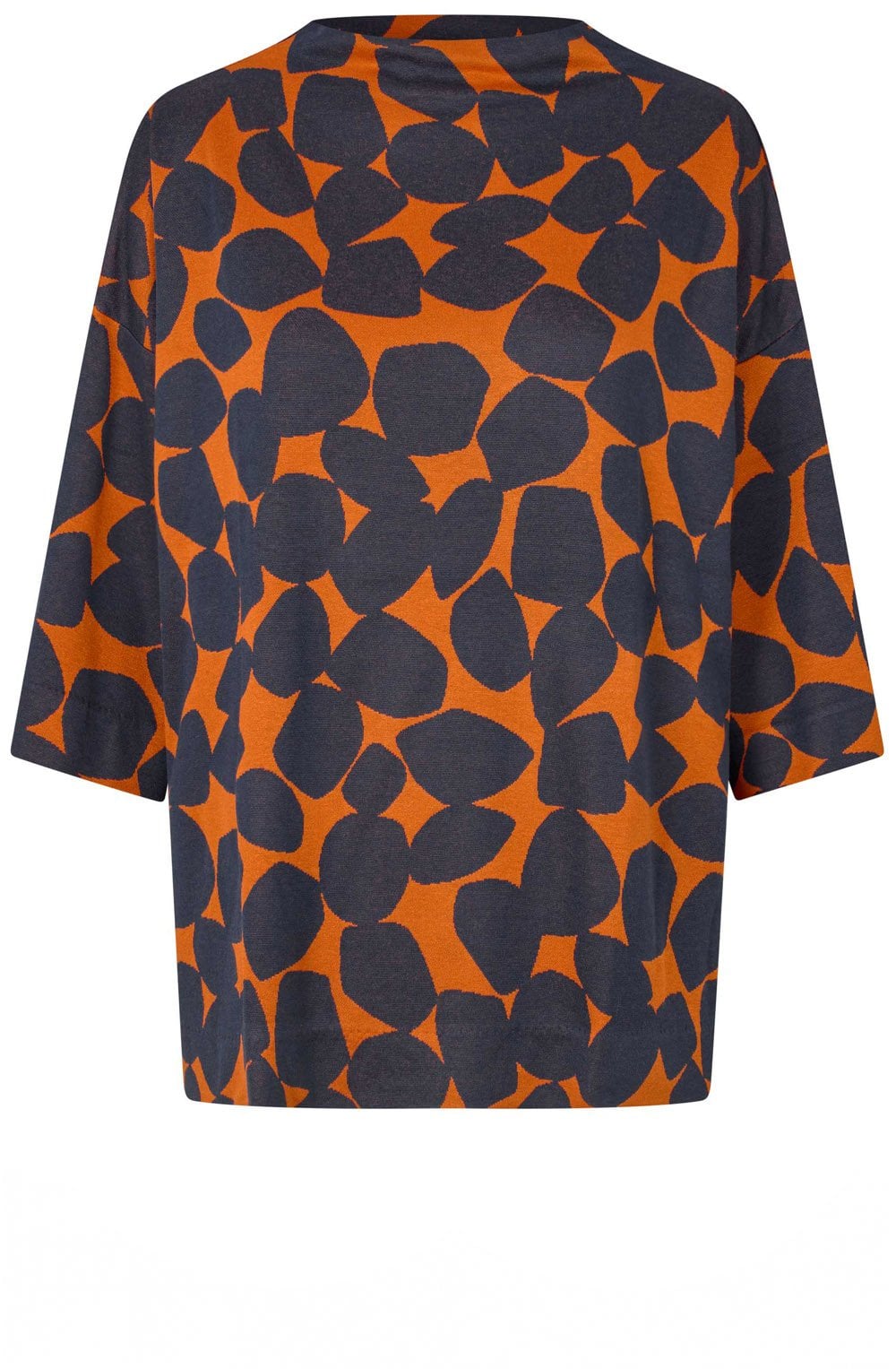 Dovira Autumnal and Navy Pebble Pattern Top