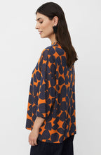 Dovira Autumnal and Navy Pebble Pattern Top