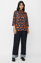 Dovira Autumnal and Navy Pebble Pattern Top