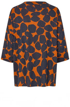 Dovira Autumnal and Navy Pebble Pattern Top