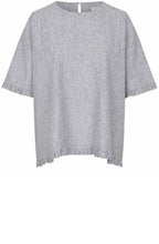 Dreuma Faded Black Stripe Ruffle Top