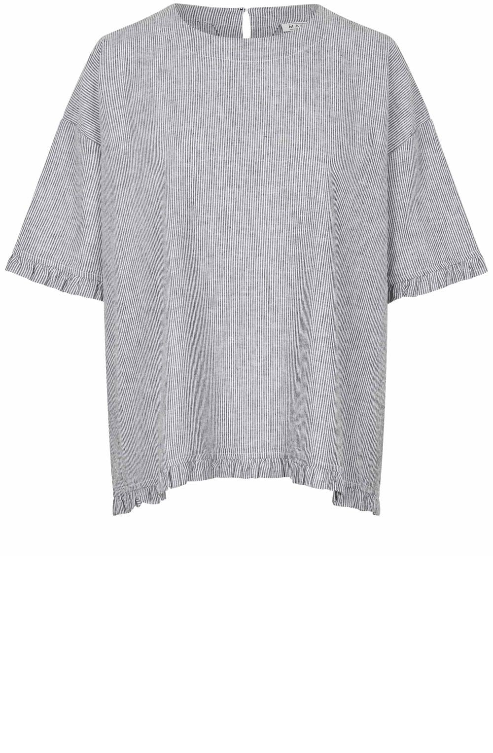 Dreuma Faded Black Stripe Ruffle Top